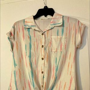 Kids collared shirt with tie at bottom